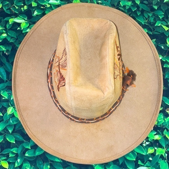 Western Wide Brim Embroidered Cowboy Fedora Hat - Picture 9 of 16